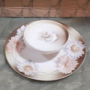 Vintage Tillowitz Hand Painted Porcelain Double Layer Serving Dish
